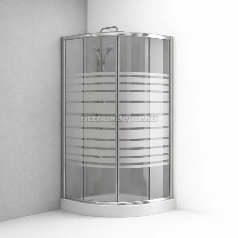 HTB, Murano, Zuhanykabin, Íves, tálcával és szifonnal, csíkos üveg, króm keret, 90x90 cm, 5 mm (8120 stripe), BHS | Exkluzív ajánlat