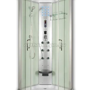 Zuhanykabin, Sanimix, 22.8021-1, Elektronikás hidrom. fehér üveg hátfallal, 90x90 cm - Szuper akció