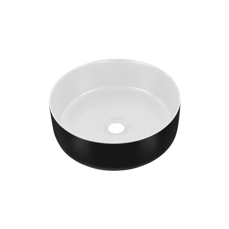 Eros SIMPLE 8 - PULTRA ültethető - Top Counter - porcelán mosdó- MATT FEKETE/FEHÉR - 36 x 36 x 13 cm | Árengedmény