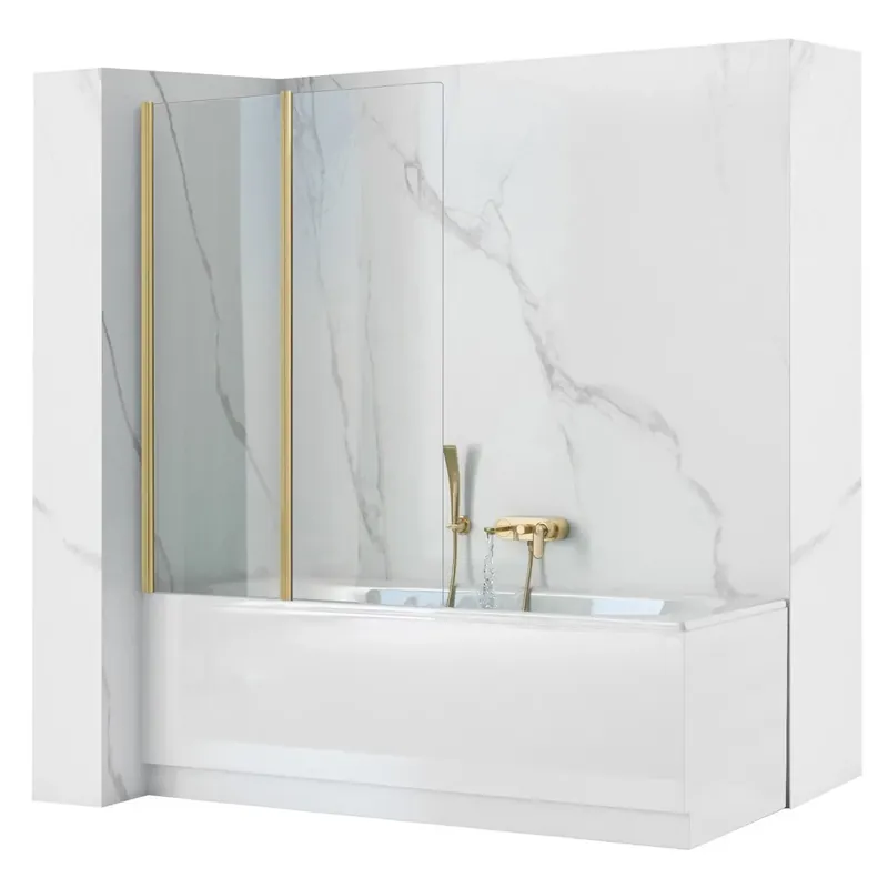 Újdonság - Fürdőkádparaván Rea Agat-2 80cm BRUSH GOLD