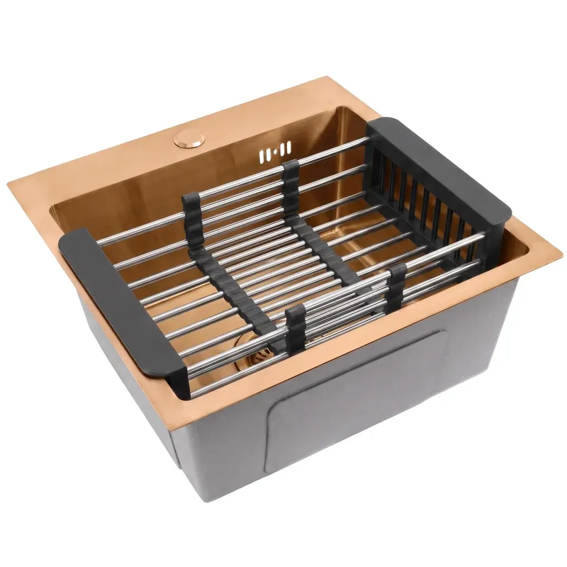Acél mosogató 3 részes tartozékkészlettel REA Leo 40 Brush Copper - Árengedmény