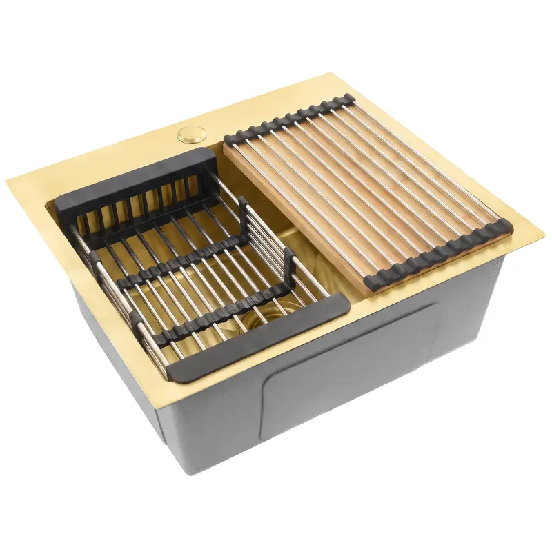 Acél mosogató 3 részes tartozékkészlettel REA Leo 50 Brush Gold - Legjobb ár