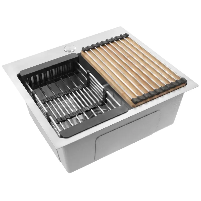 Acél mosogató 3 részes tartozékkészlettel REA Leo 50 Brush Nickel | Gyors szállítás