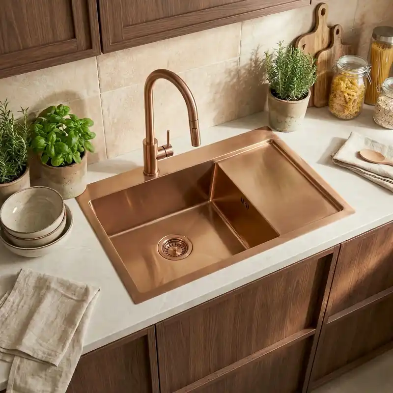 Acél mosogatótálca Fin BRUSH COPPER - Expressz kézbesítés