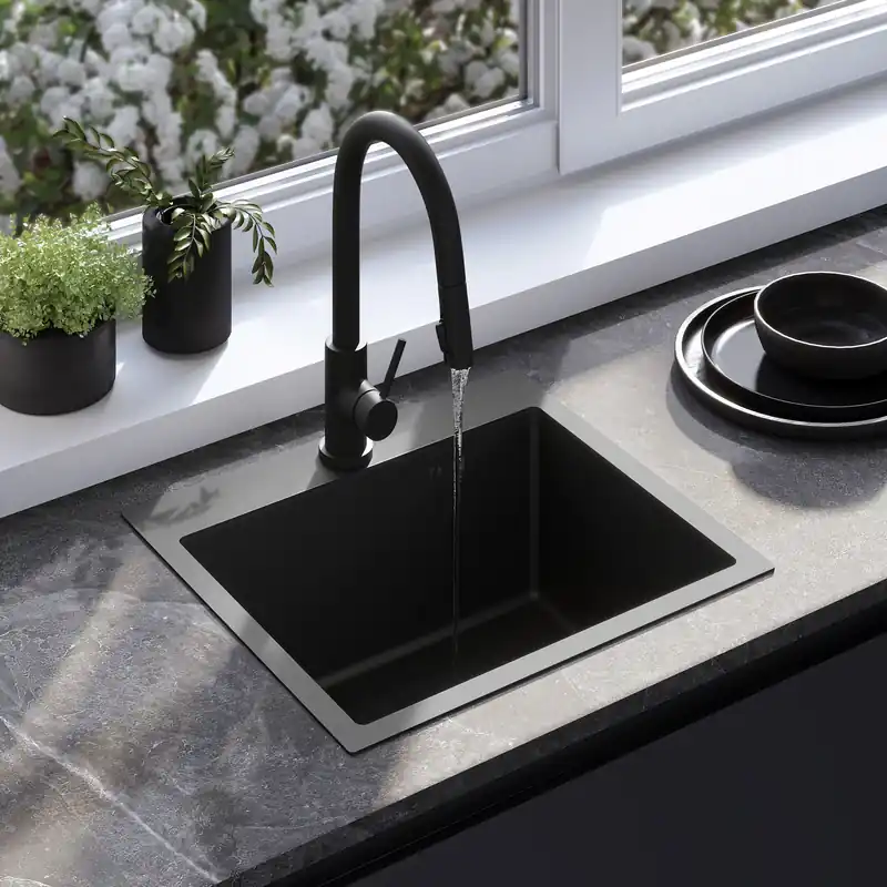 Acél mosogatótálca Leo 50 Black | Biztonságos vásárlás