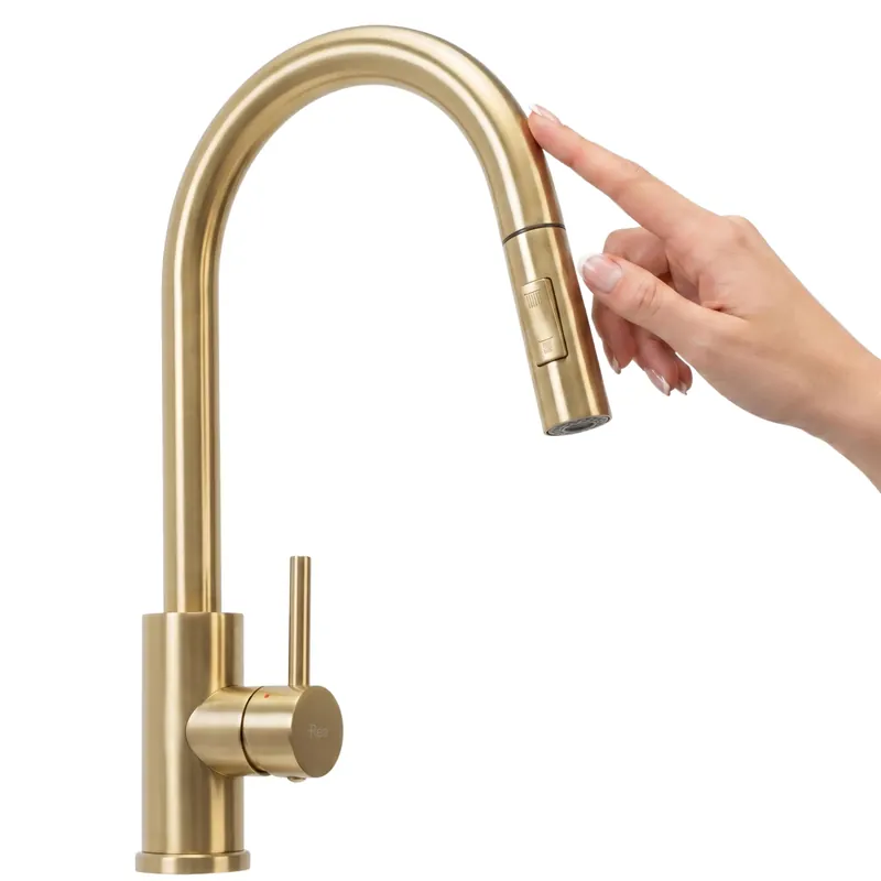 Végkiárusítás | Konyhai csaptelep Rea Fresh Touch Brush Gold