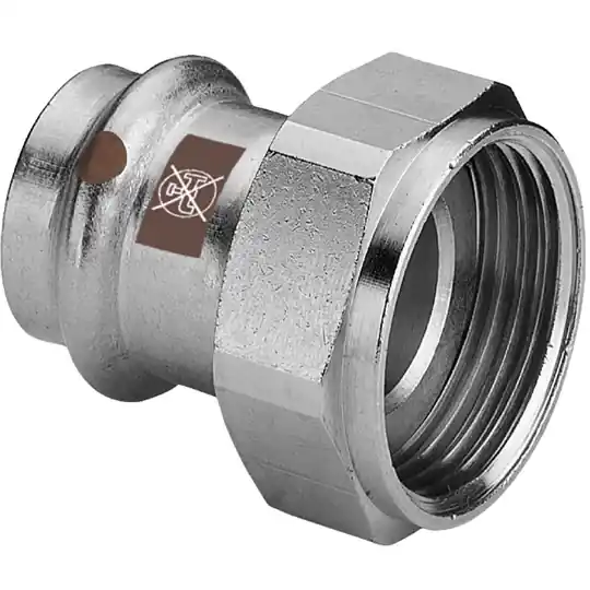 Viega Temponox félhollandis csatlakozó csavarzat, 28 - 6/4" BM, préselhető, SC-Contur, rm.acél | Exkluzív ajánlat