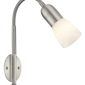 Globo, Cathy, Spotlámpa, mattkróm,üveg opál, H 290, AL 235, exkl. 1xE14 40W 230V, kapcsolóval, 5453-1W | Azonnal elérhető